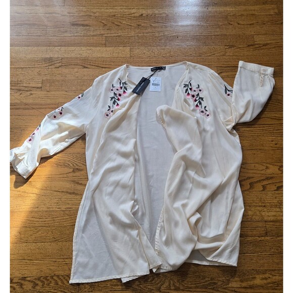 Amanda Green Womens XL Floral Embroidered Boho Open Front Blouse New - Picture 5 of 9